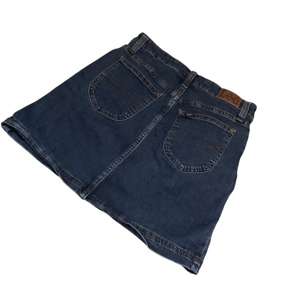 Vintage Lee Denim Blue Jean Skort Women's A-Line Style Back Pockets Size S - Picture 8 of 15